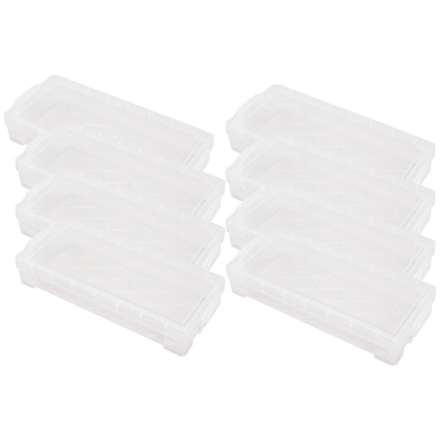Pack of 8 - Pencil Box, Holds: 50+ pencils, 25+ pens, 20+ markers or 64 crayons, Measures 3.75" x 8.375"L x 1.625"H