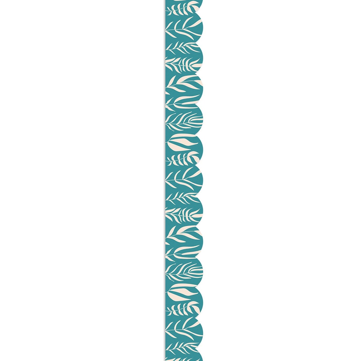 True to You Teal with Leaves Scalloped Bulletin Board Borders, 39 Feet Per Pack, 6 Packs