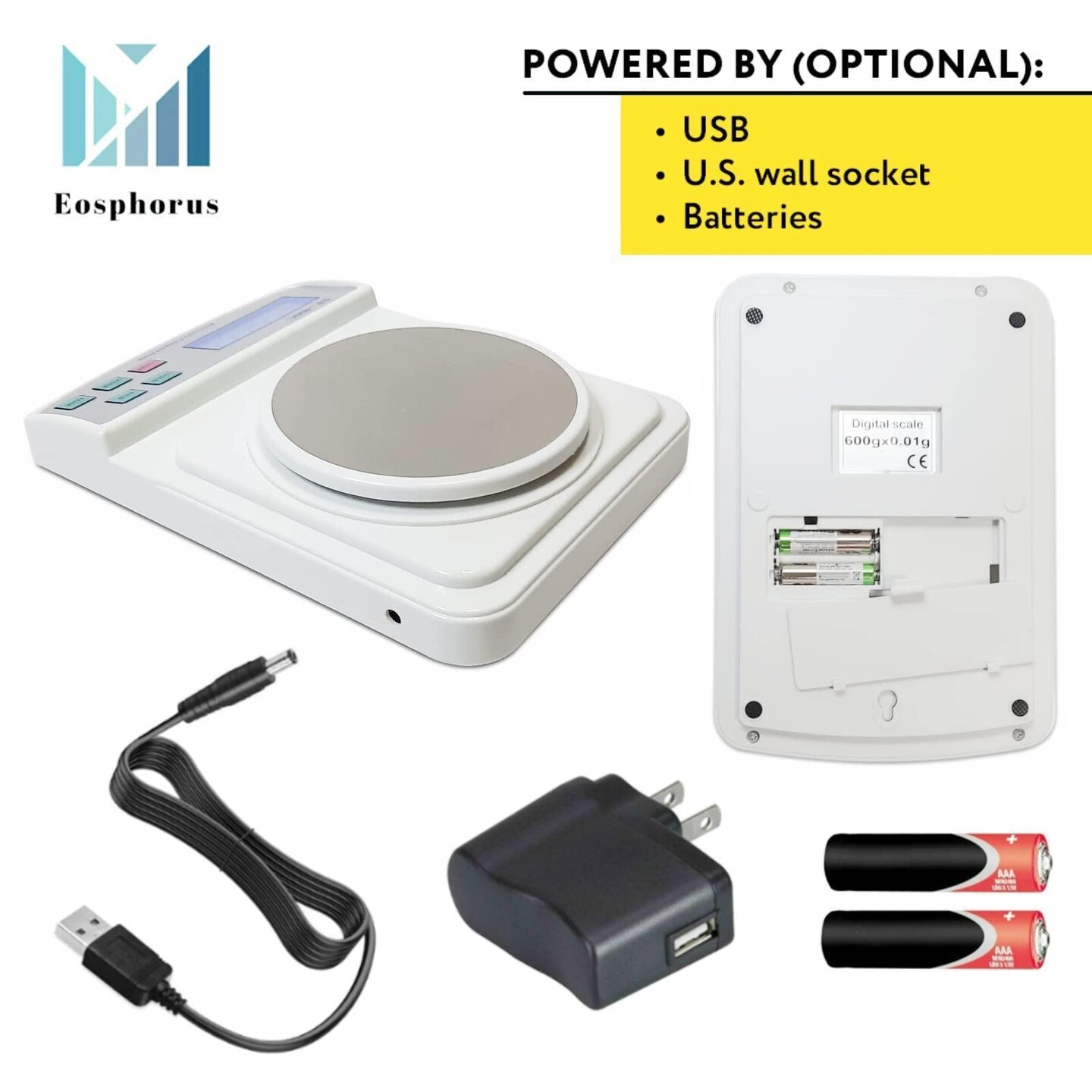 Ounce and Gram Scale 0.01g Accuracy Mass Balance Chemistry Digital Scale Electronic LCD Science Lab Laboratory Digital Scale USB Charger and AC DC Adapter Included