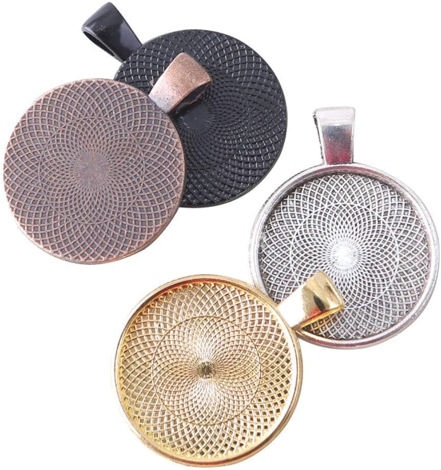 24PCS 25mm/1&#x22; Round Bezel Pendant Trays Blanks Trays Pendant for DIY Crafting Photo Jewelry Making(4 Colors)