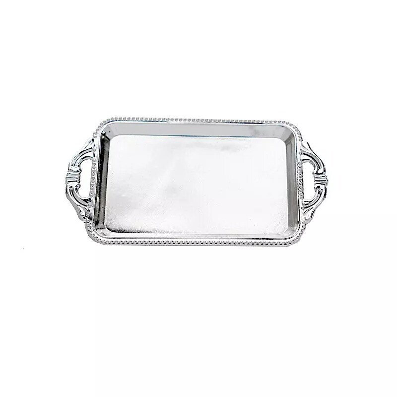 12 SILVER 4&#x22; long Metallic Mini Rectangular Trays Favor Holders