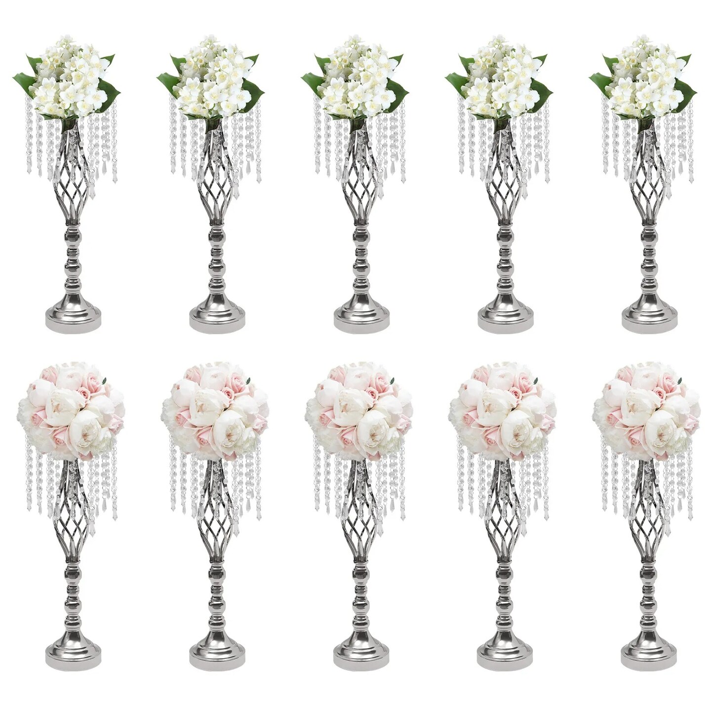10-Pieces 21.7&#x22; Crystal Wedding Centerpiece Flower Stand