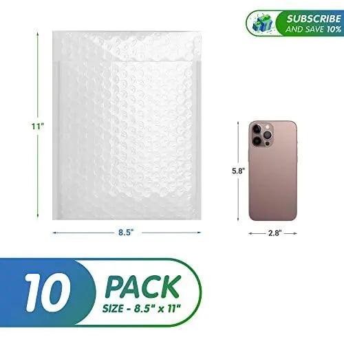 White Bubble Mailers Pack of 10 Bubble Poly Mailers 8.5 x 11 White Poly Envelopes 8 1/2 x 11 Bubble Mailers Packing Supplies Self Seal Bubble Mailers
