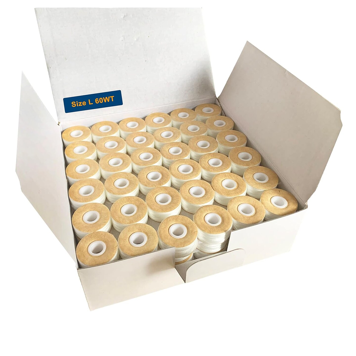 144 White Prewound Bobbins for Embroidery Machines Size L (SA155) Cardboard Sided Good for Brother, Babylock, Janome, Bernina, Husqvarna, Pfaff Embroidery Machines Etc (White) - 60 Weight