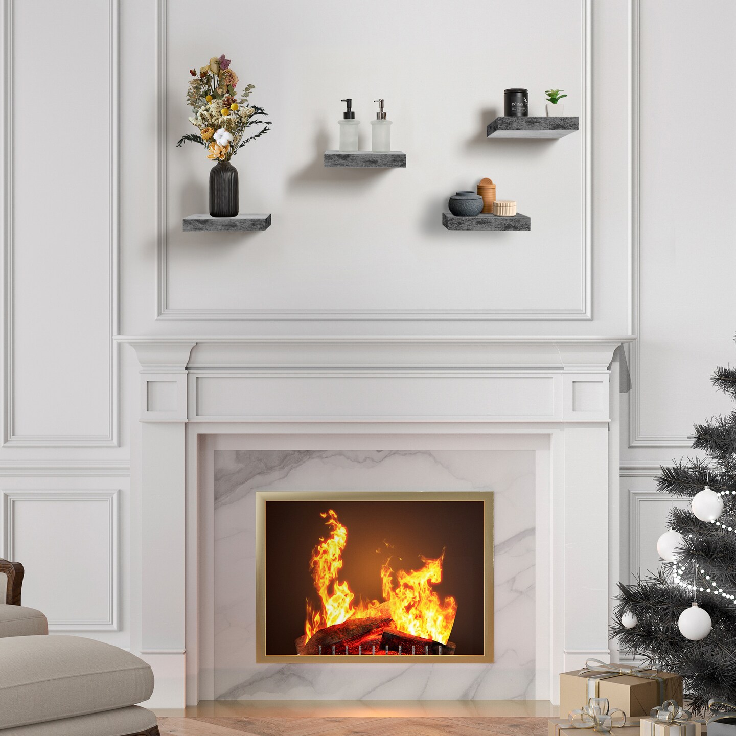 Sorbus 4 Pack 9&#x22; Floating Shelves, Wall Shelves for Bedroom, Kitchen, Living Room, Bathroom Shelves Over The Toilet