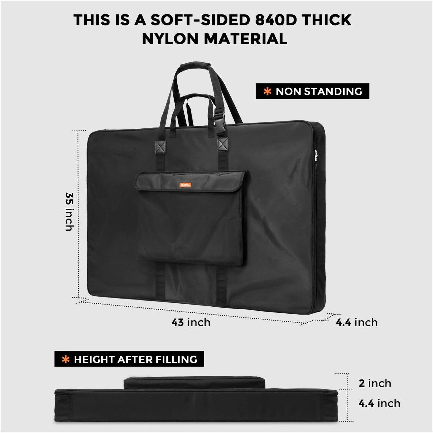 Large Art Portfolio Bag 35 x 43 Inches Waterproof Nylon Artist Storage Case with Shoulder Strap, Storage Carrying Bag for Professional Artwork Sketch Drawing Canvas Photography Poster