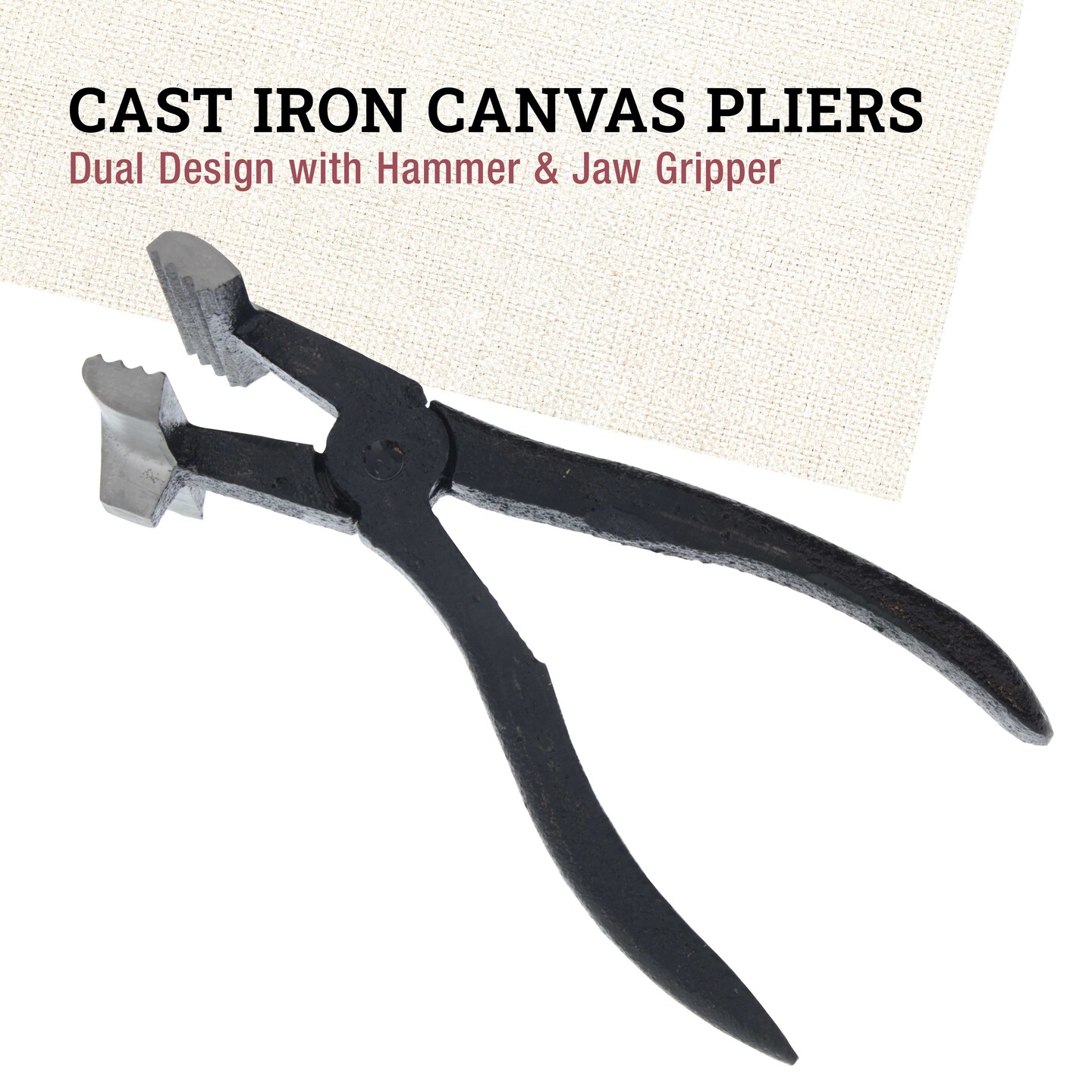 Iron Canvas Pliers, Dual Design with Hammer &#x26; Jaw Gripper