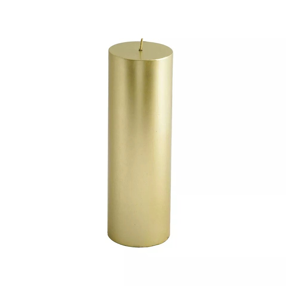 GOLD 9&#x22; tall Round Pillar Unscented Candle Wedding Home Centerpiece