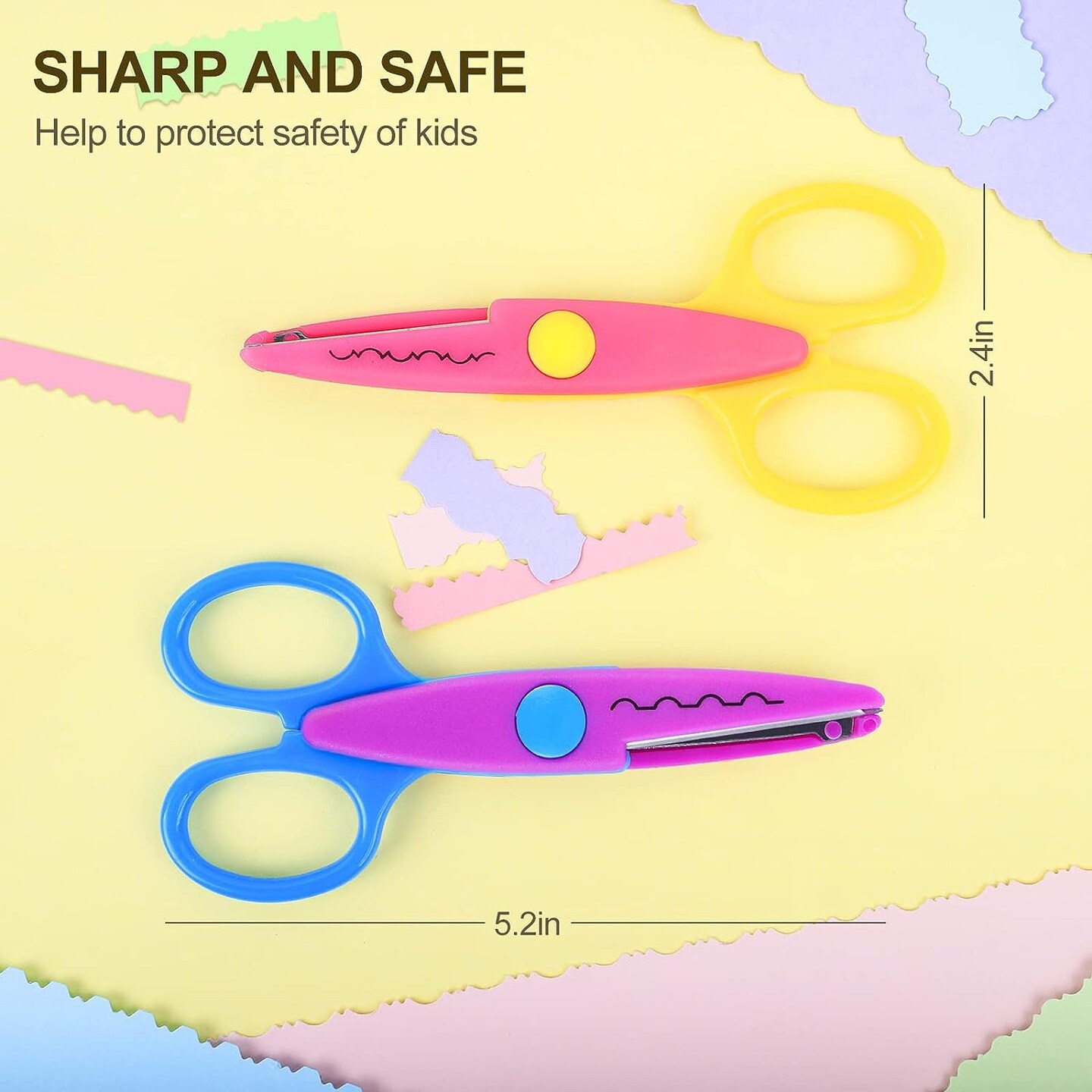 Craft Scissors Decorative Edge, Scissors for Crafting, Craft Scissors, Zig Zag Scissors, Kids Scissors, Pattern Scissors for Kids Adults, Crazy Scissors, Scrapbook Scissors for School, 6 Pack