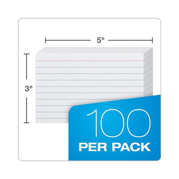 Index Cards, 3&#x22; x 5&#x22;, Ruled, 100 Per Pack, 12 Packs