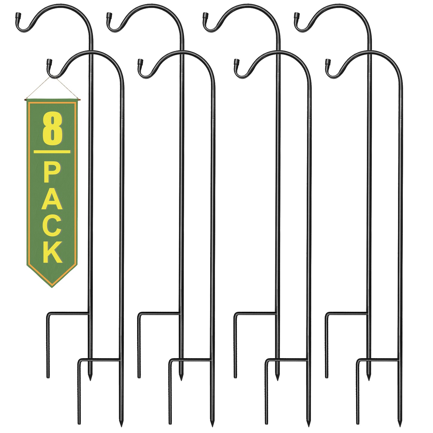 Sorbus Set of 8 Shepherds Hooks for Outdoor - Extendable Garden Stakes for Plants, Lights, Lanterns, Flower Baskets, and More