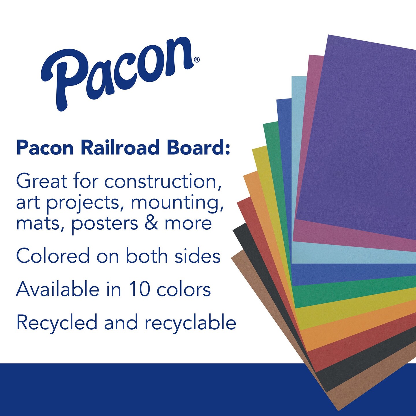 4-Ply Railroad Board, 10 Assorted Colors, 22&#x22; x 28&#x22;, 100 Sheets