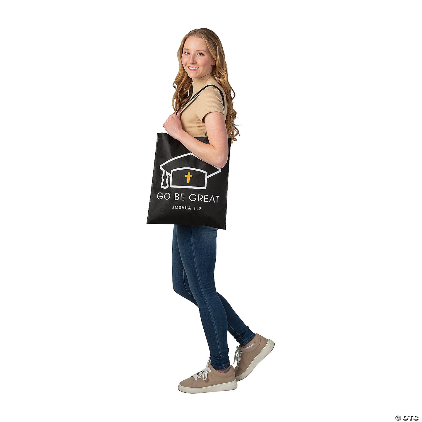 15&#x22; x 17&#x22; Large Religious Graduation Black Nonwoven Tote Bags - 12 Pc.