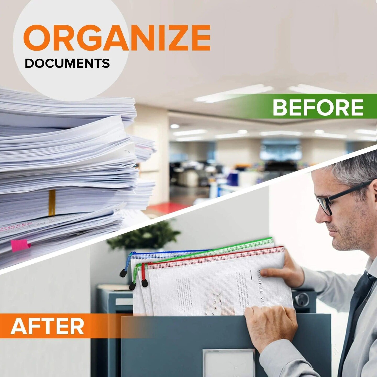 5 Pack Mesh Zipper Pouch Document Bag Letter Size A4 (9.5x13.5 inch) Waterproof Document Pouch Zip File Folders Mesh Zippered Organizer for School Office Supplies Cosmetics Travel Accessories