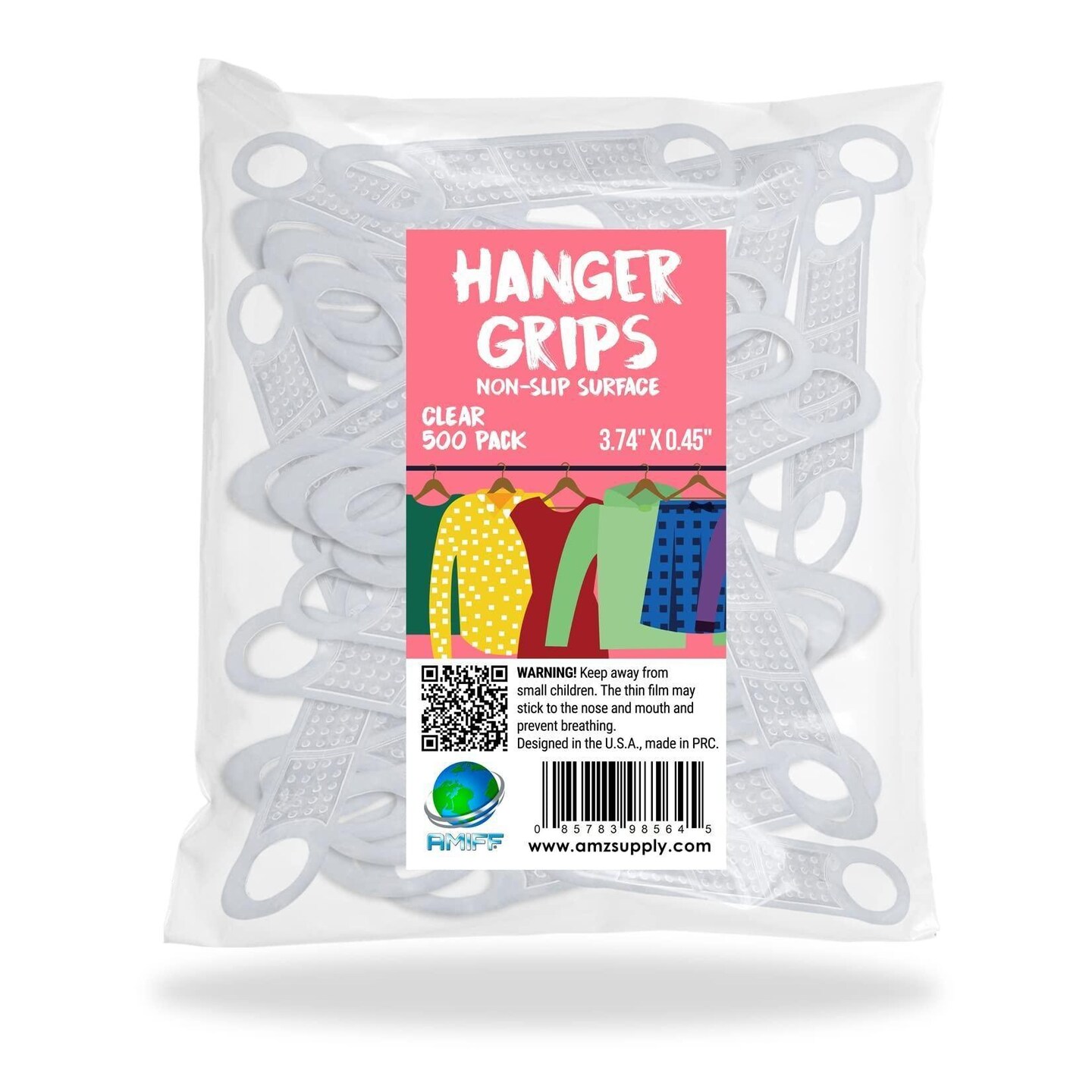500 Pack of PGrab NonSlip Hanger Grips 3.74 x 0.45 Hanger for Clothing Strips Clear Silicone Shoulder Grips for Wooden and Plastic Hangers Stores and Home Storage and Organization