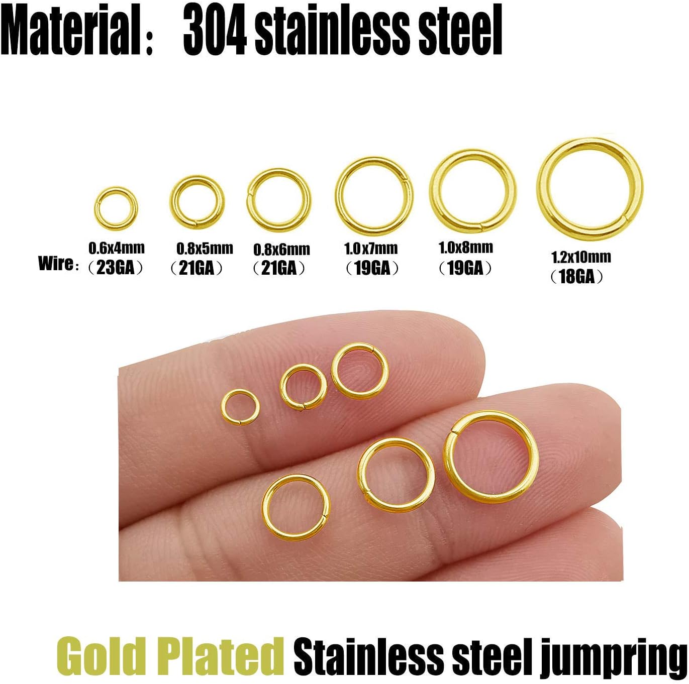 200 pcs Gold Plated Stainless Steel Split Rings Jump Rings Connector Rings for Jewelry Making Necklaces Bracelet Earrings Keychain DIY Craft (13299-Gold, 6mm)