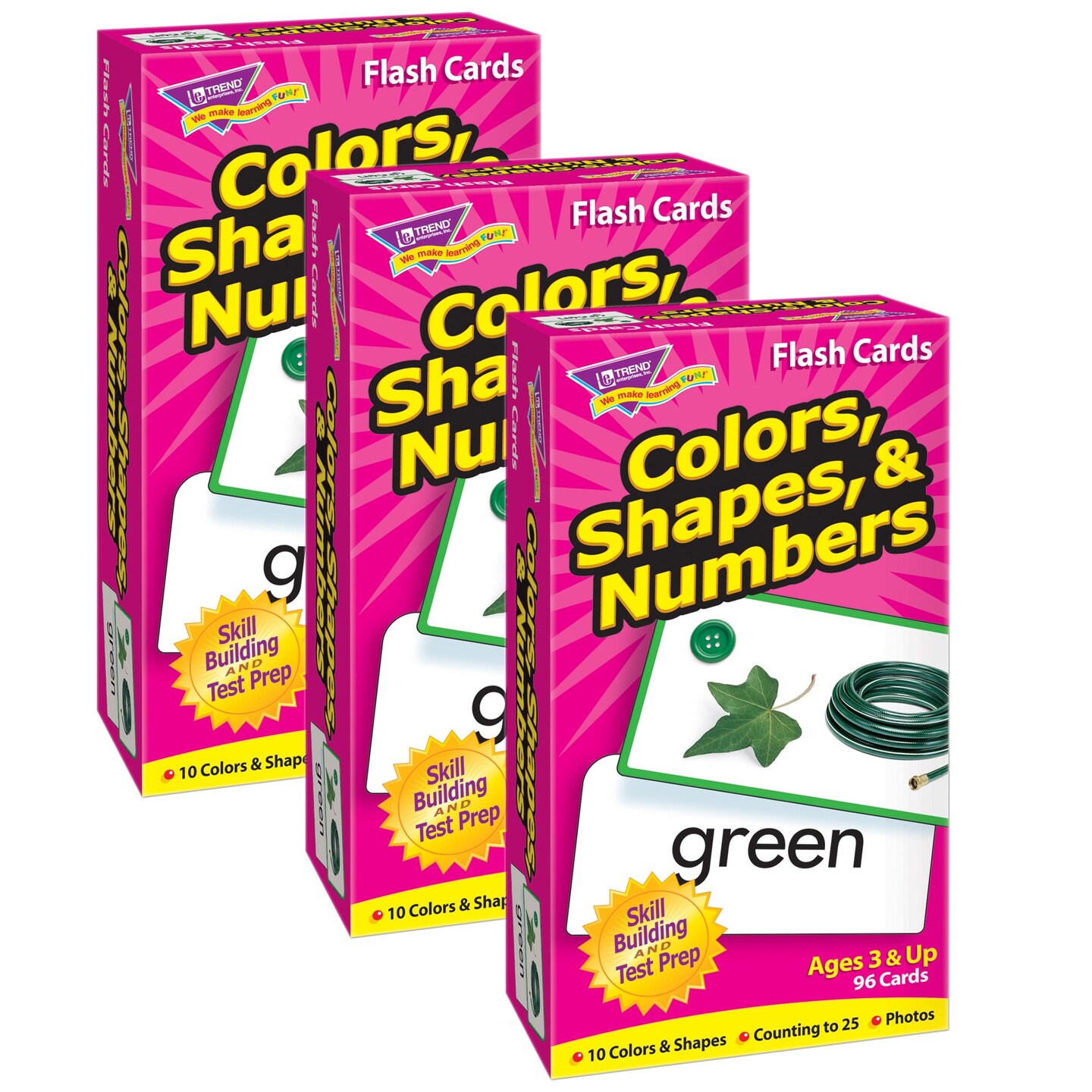 Colors, Shapes, &#x26; Numbers Skill Drill Flash Cards, Pack of 3
