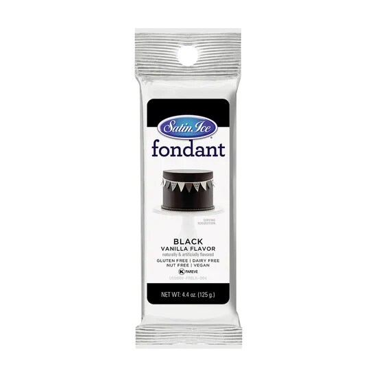 Satin Ice Black Vanilla Fondant - 4.4oz. Foil Package