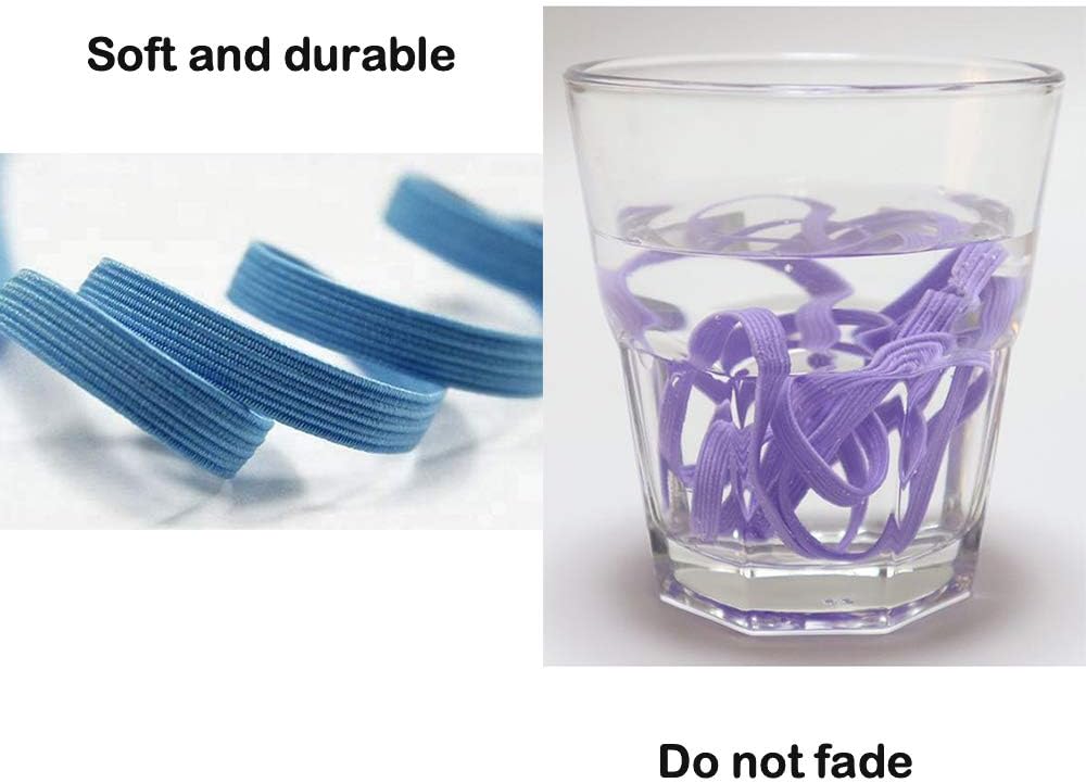 Elastic Bands 16 Colors 52 Yards 1/4 Inch Elastic for Sewing Masks, Headbands, Hair Bands, Shorts Waist, Shoe Laces, Wigs, Bracelets, Crafts DIY Projects(16 Colors 3m per Color)