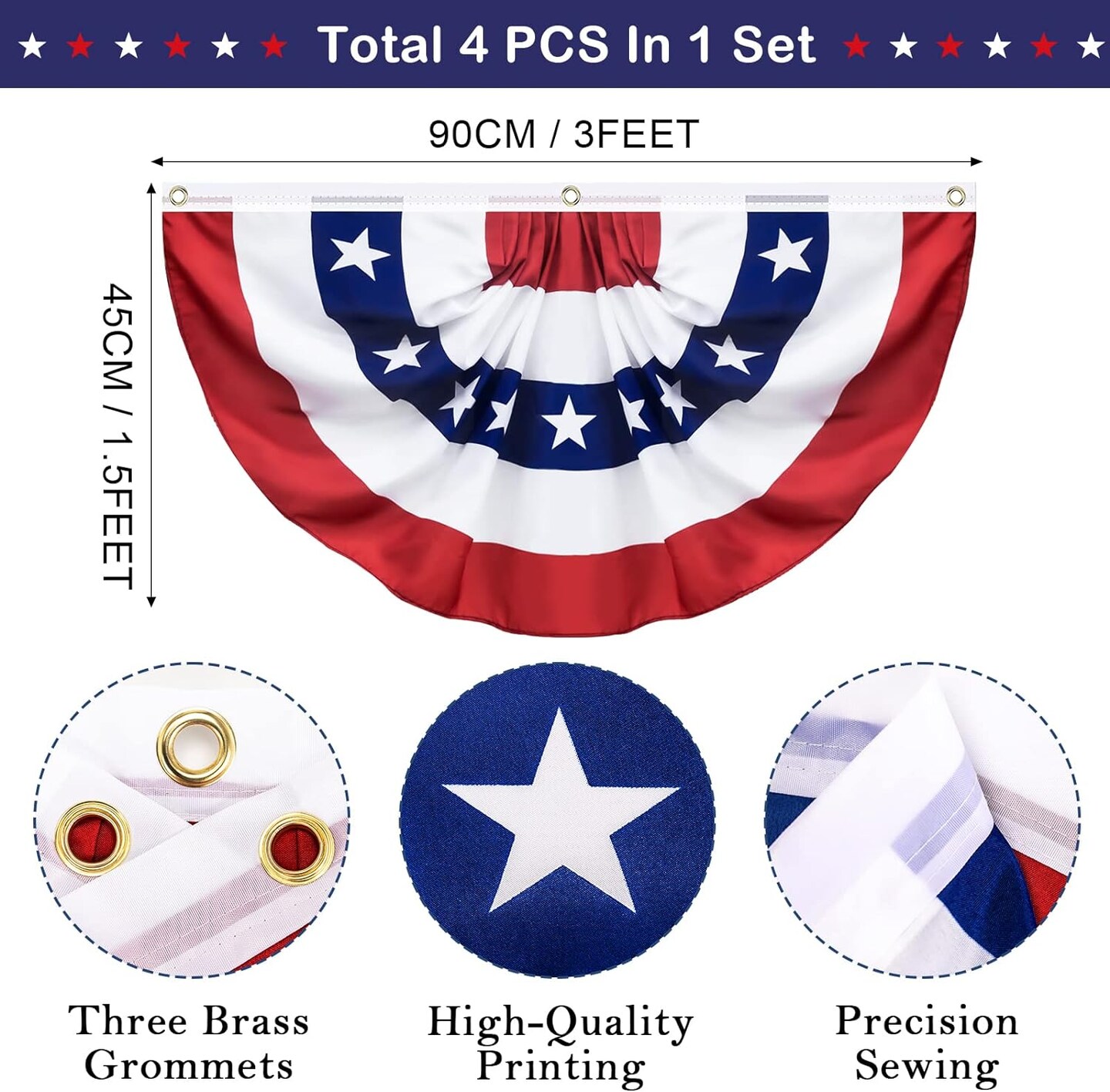 Fancy Half Fan Banner Flag for Memorial Day Decoration