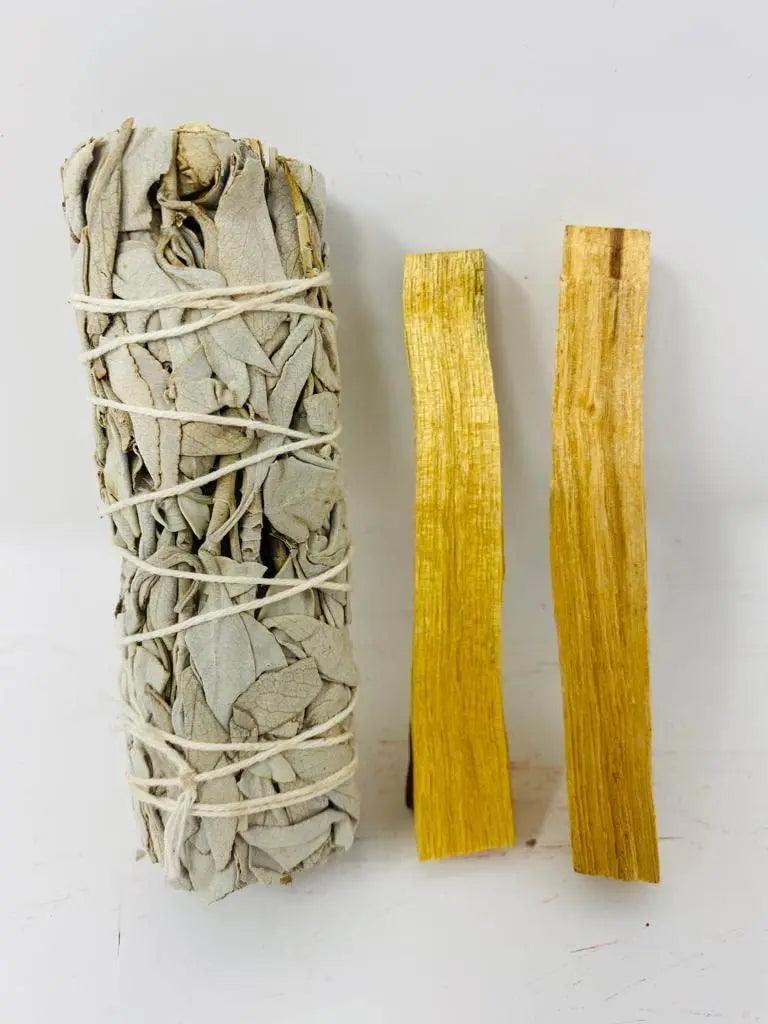 Bholi Sage Plus Sage Smudge Kit with White California Sage 2 Palo Santo Sticks Abalone Shell Bowl &#x26; Wooden Stand Great for Starters and Home Cleansing