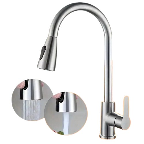 Kitcheniva Sink Faucet Brushed Nickel Single Handle Swivel