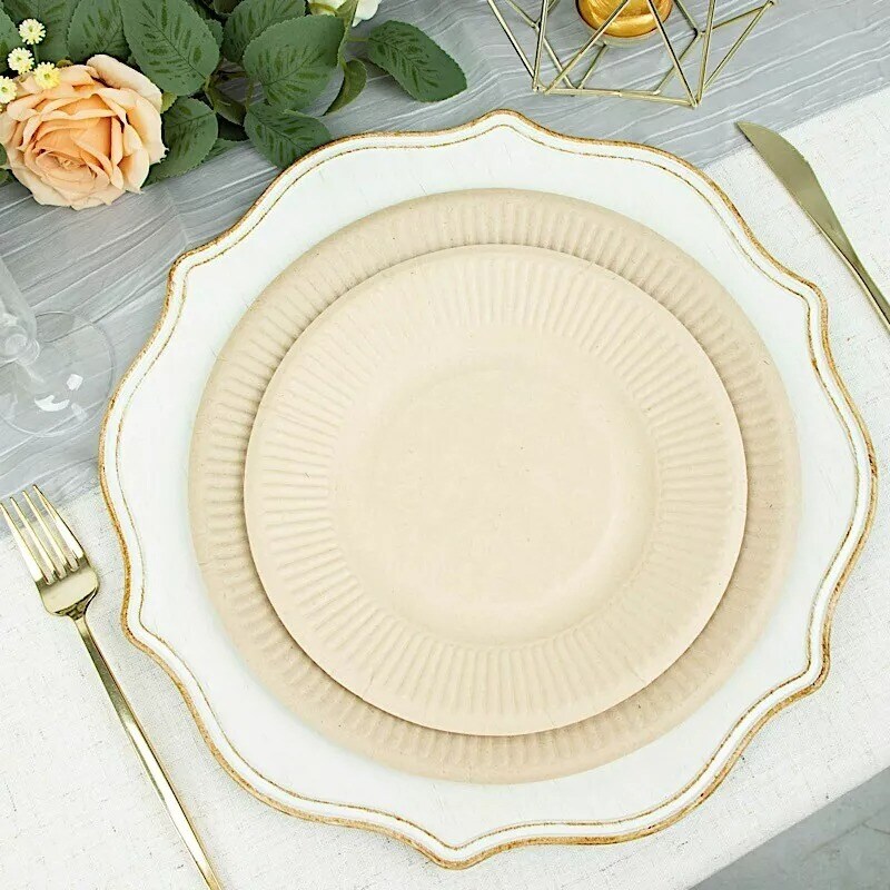 50 Round 8&#x22; NATURAL Bagasse Sustainable Salad PLATES