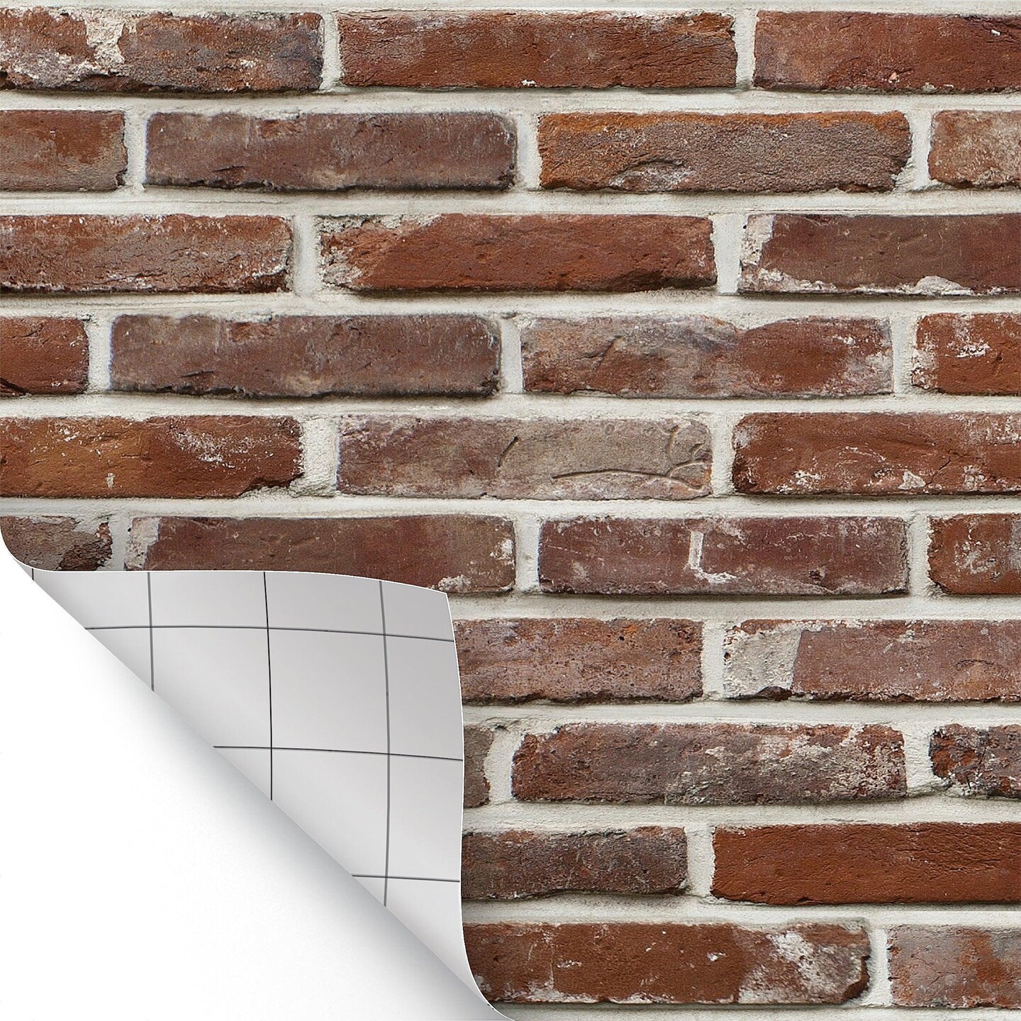 Peel and Stick Decorative Paper Roll, 17-1/2&#x22; x 10 ft, Red Brick