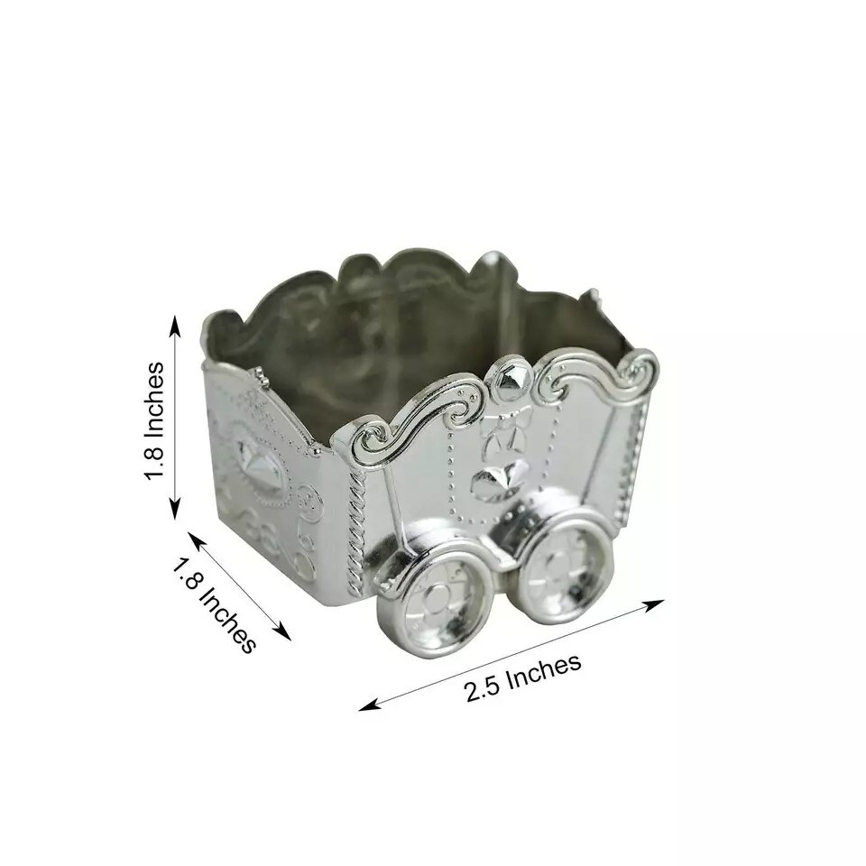 SILVER 12 Metallic Mini Chariot Wedding Favor Boxes GIFT HOLDERS