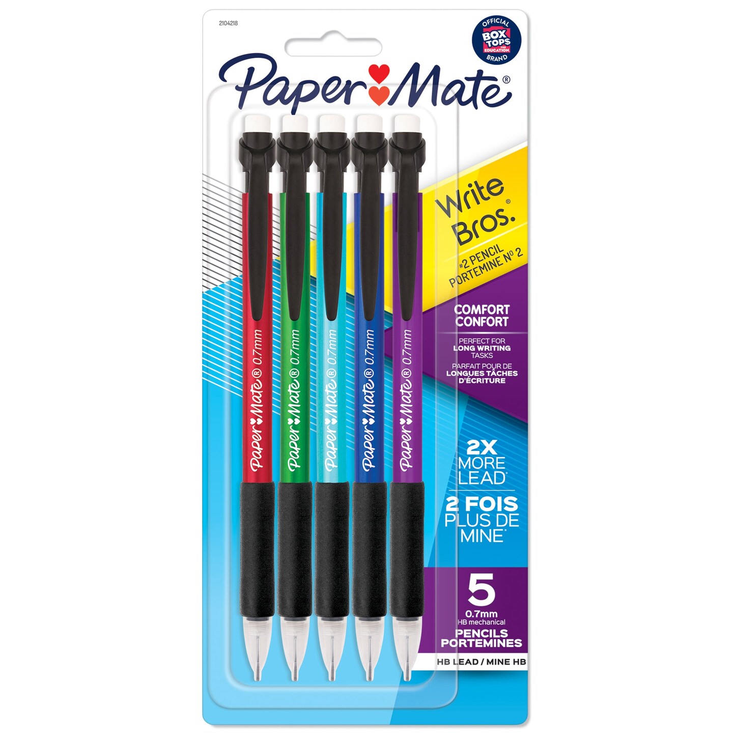 Write Bros&#xAE; Comfort Mechanical Pencil, 0.7mm, Assorted, 5 Per Pack, 12 Packs