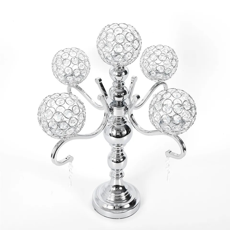 5-Arm Crystal Candelabra Wedding Candle Holder