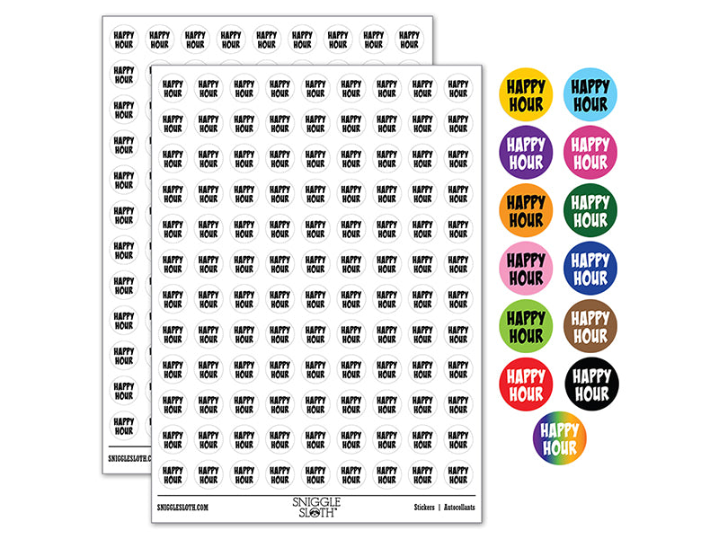 Happy Hour Fun Text 200+ 0.50&#x22; Round Stickers