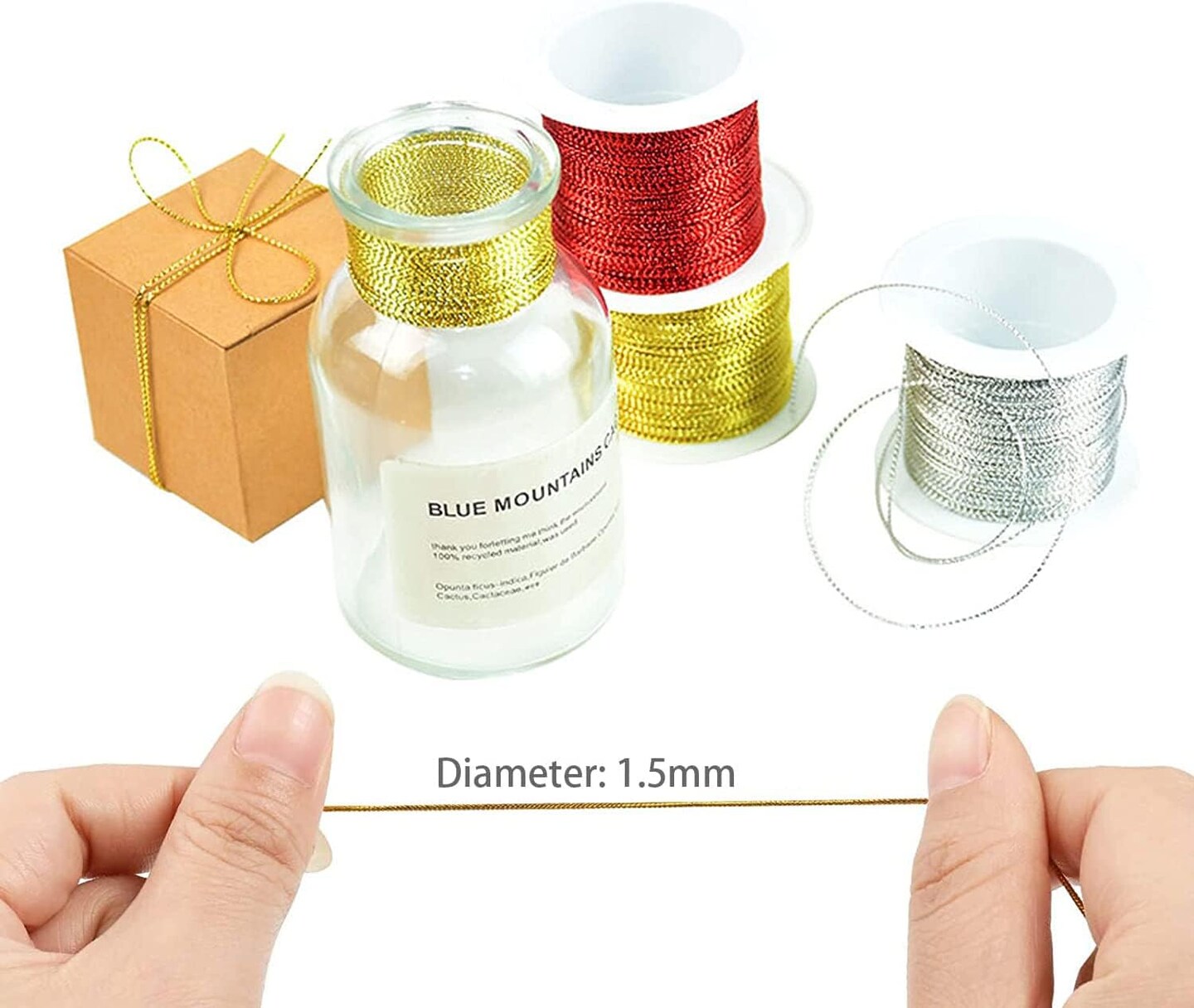 109 Yards Decorative Metallic Bakers Twine, Gold String Decorative Craft Making Cord for DIY Crafting Presents(Gold)