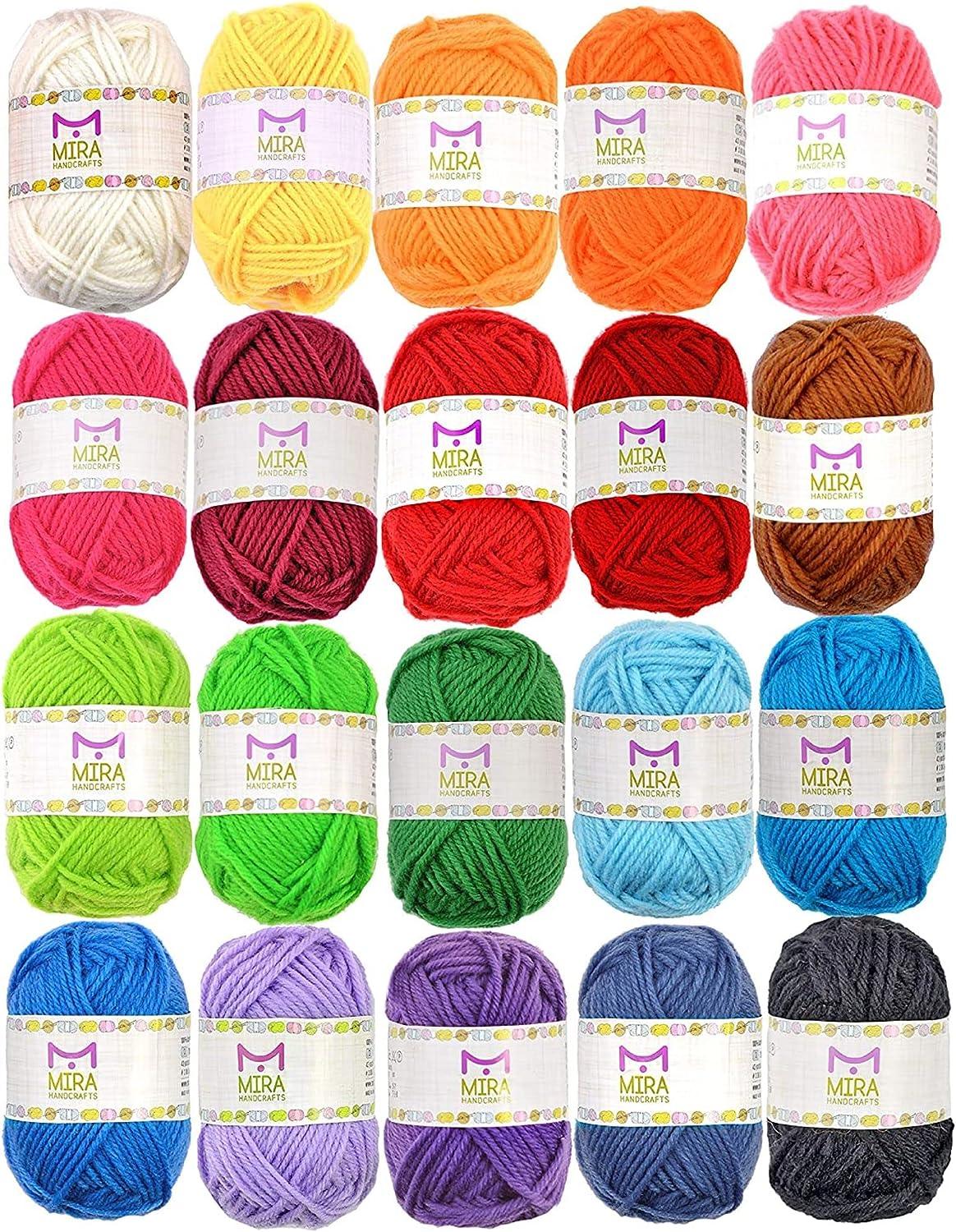 20 Acrylic Yarn Skeins with Crochet Bag-Knitting Bag Yarn Storage Organizer