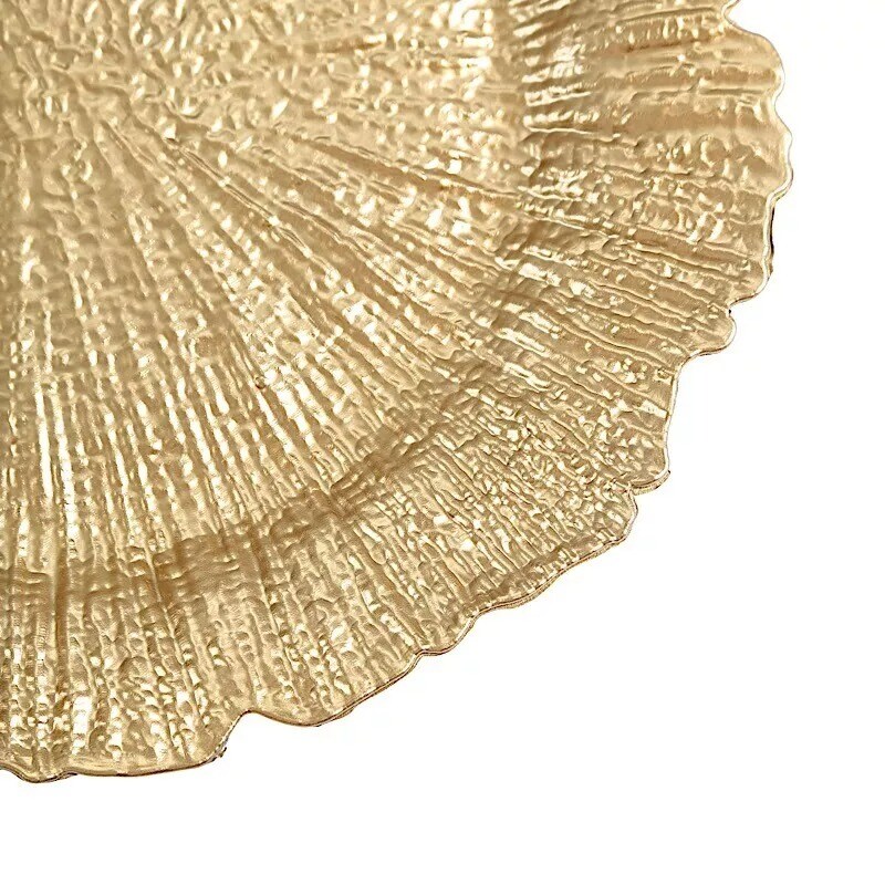 24 GOLD 13" Round Textured Charger Plates Wedding Party Dinner