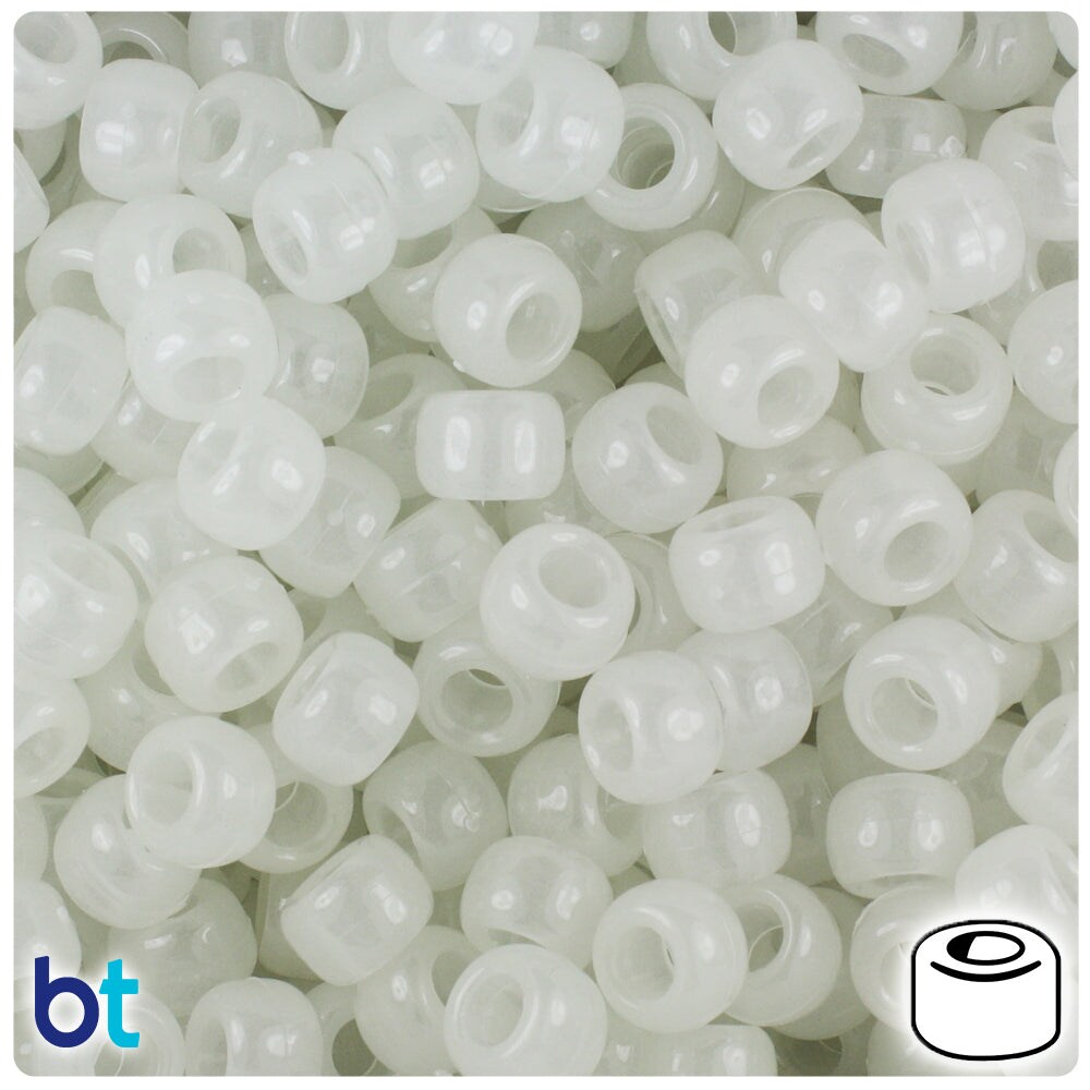 BeadTin Night Glow-in-the-Dark 9mm Barrel Plastic Pony Beads (500pcs)