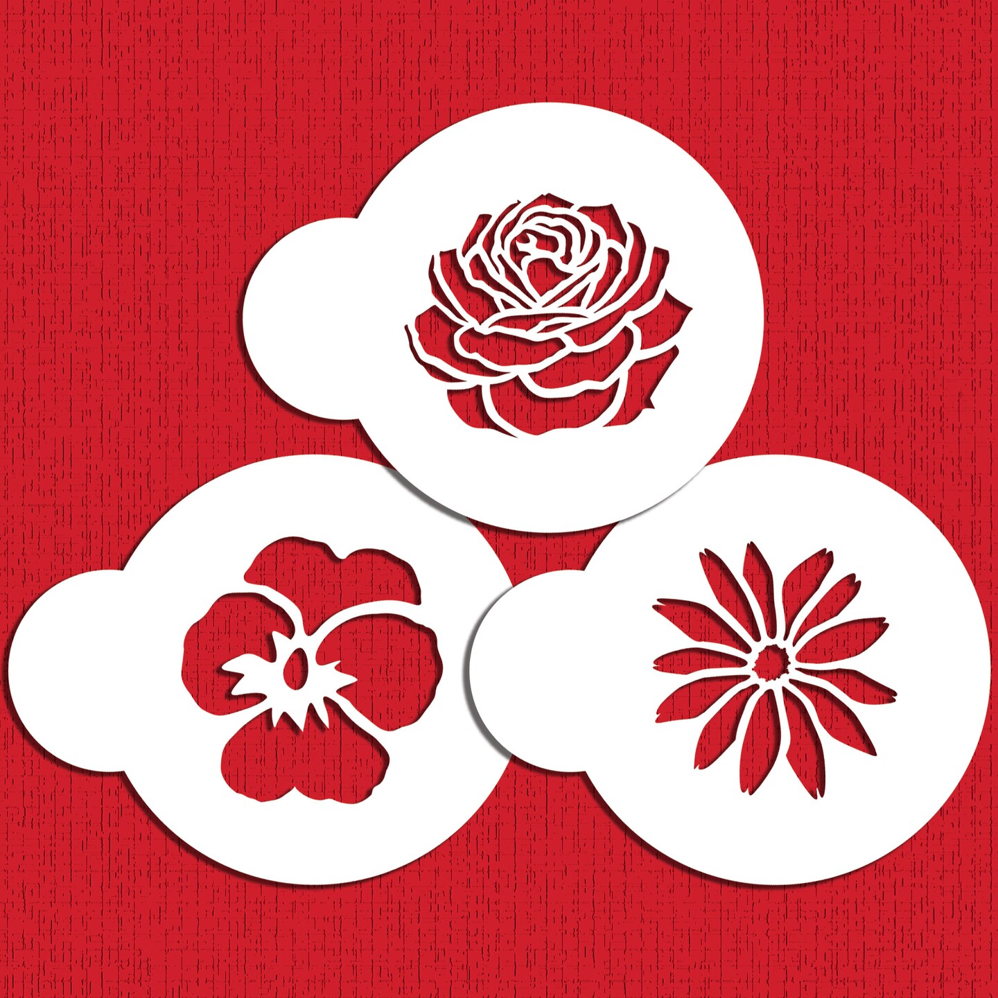 Garden Flowers Cookie Stencil Set | C737 by Designer Stencils | Cookie Decorating Tools | Baking Stencils for Royal Icing, Airbrush, Dusting Powder | Reusable Plastic Food Grade Stencil for Cookies | Easy to Use & Clean Cookie Stencil