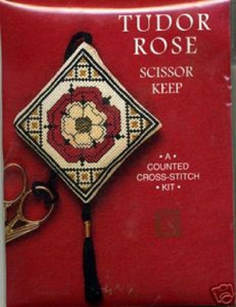 Scissors keep Tudor Rose. Cross stitch embroidery kit. Textile Heritage  Collection