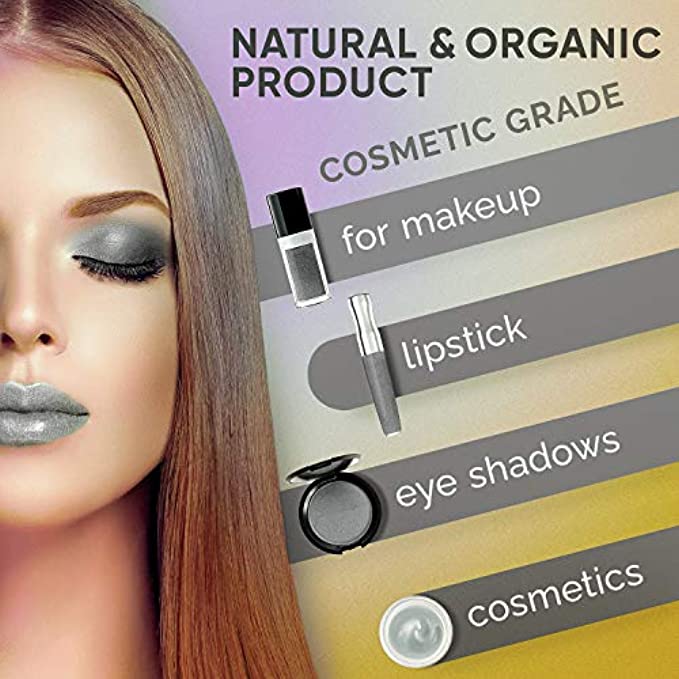 Dark Siver Cosmetic Grade Mica Powder 1.7 Oz - 50g Natural Pigment for Epoxy, Soap Making