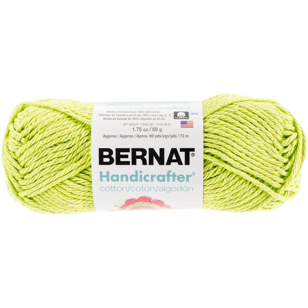 Bernat Handicrafter Cotton Yarn Solids Hot Green