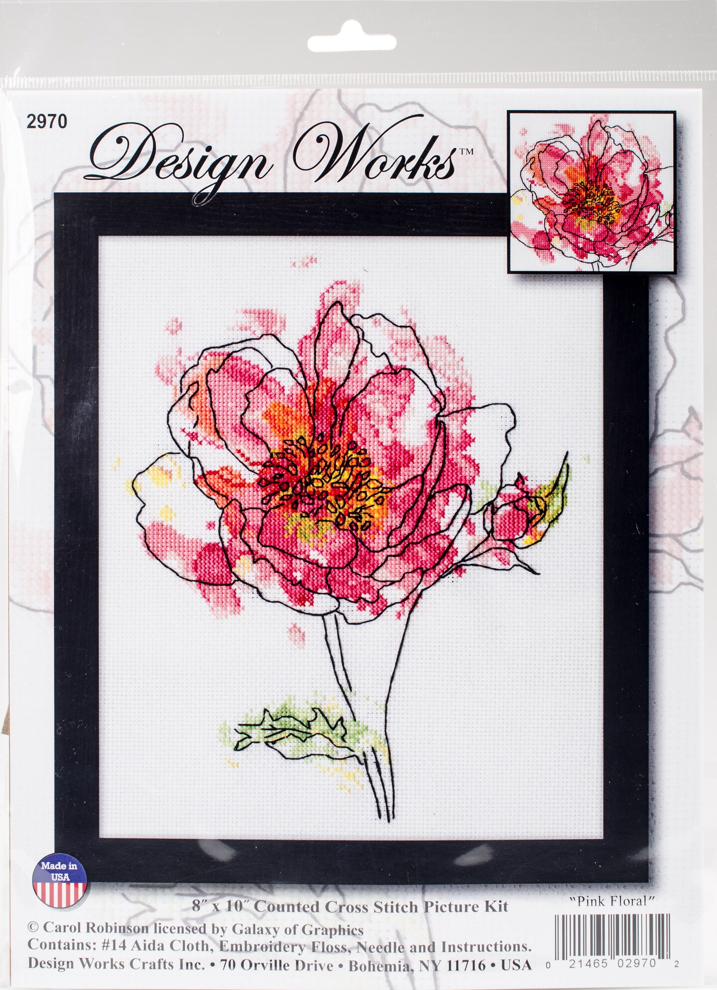 Design Works Counted Cross Stitch Kit 5&#x22;X7&#x22;-Pink Floral