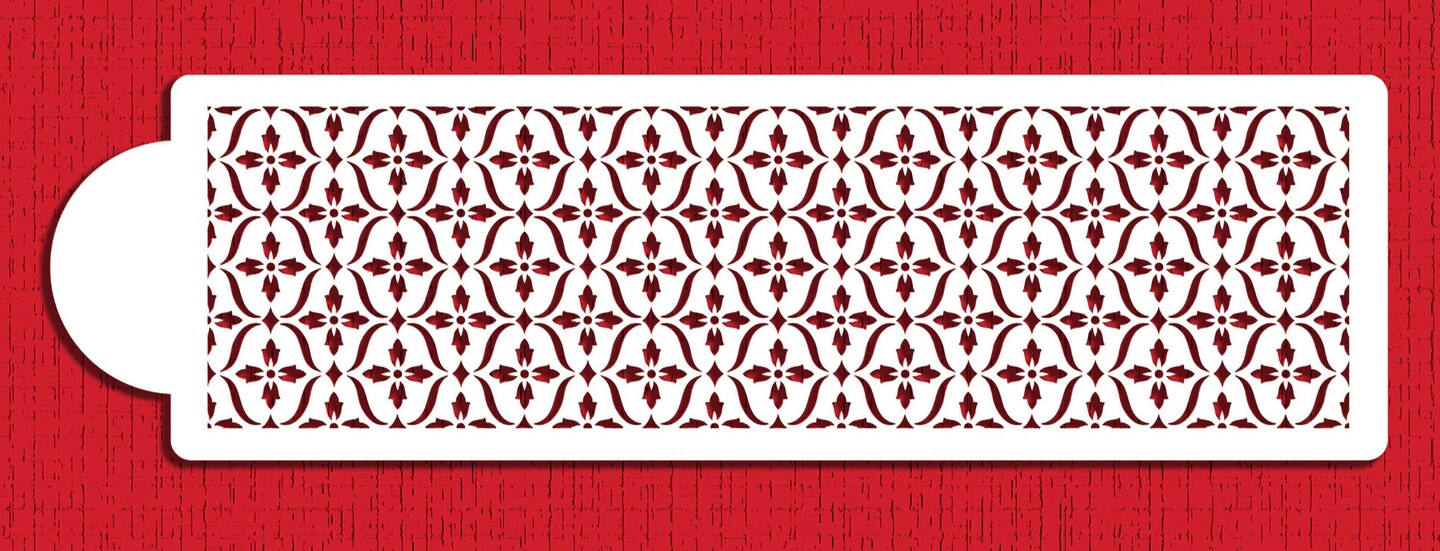 French Medallion Lattice Cake Stencil | C760 by Designer Stencils | Cake Decorating Tools | Baking Stencils for Royal Icing, Airbrush, Dusting Powder | Reusable Plastic Food Grade Stencil for Cakes | Easy to Use &#x26; Clean Cake Stencil