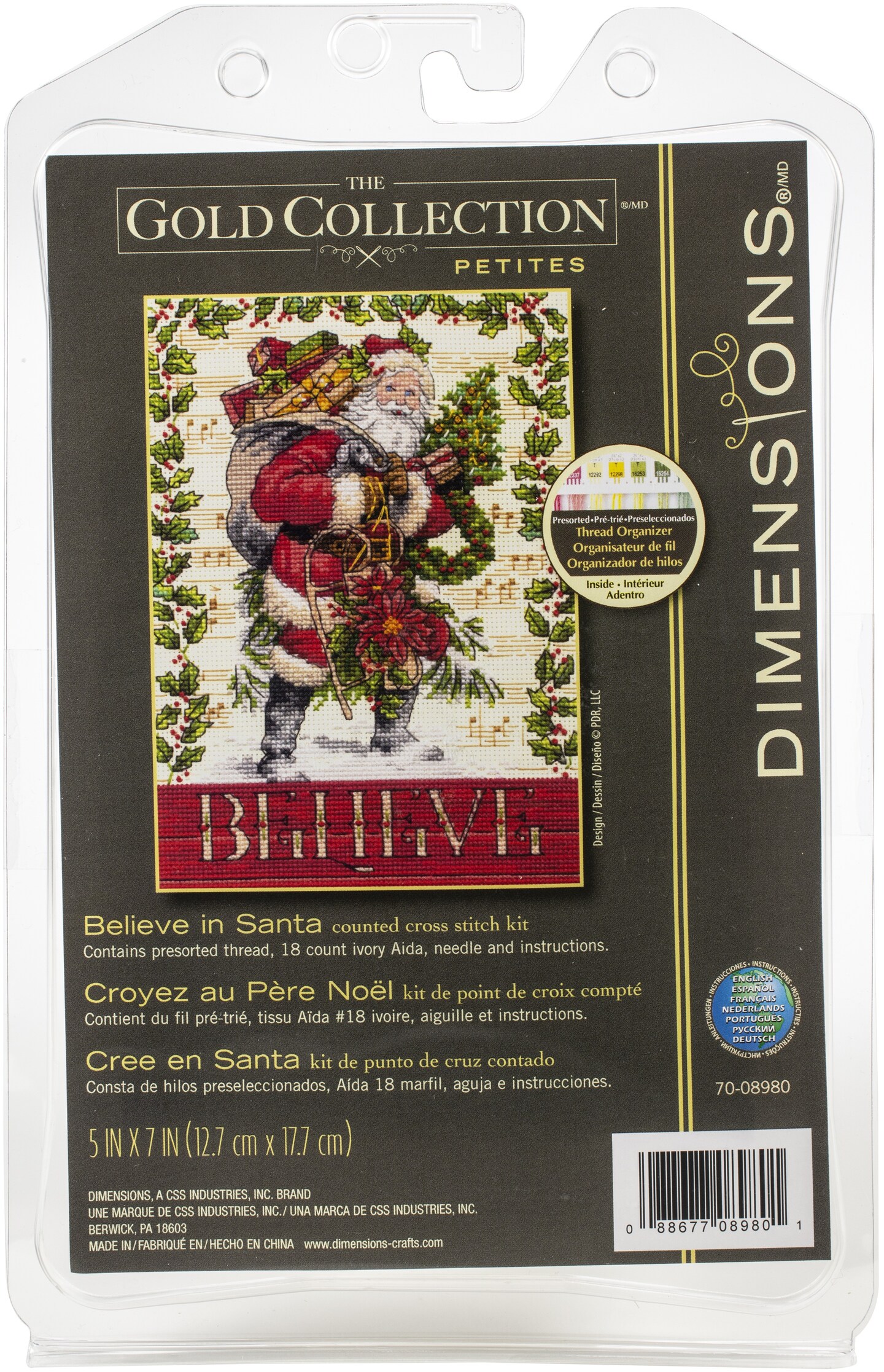Dimensions Gold Petite Counted Cross Stitch Kit 5"X7"-Believe In Santa (18 Count)