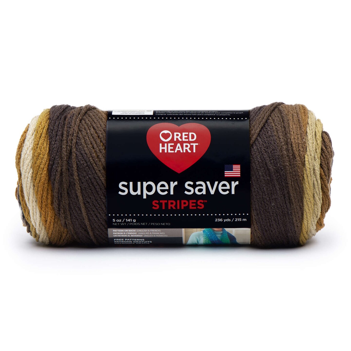 Red Heart Super Saver Yarn-Latte Stripe