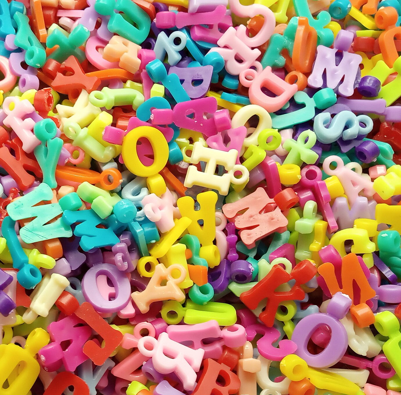 Mixed Letter Charms, Assorted Colorful Plastic Letters, Adorabilities