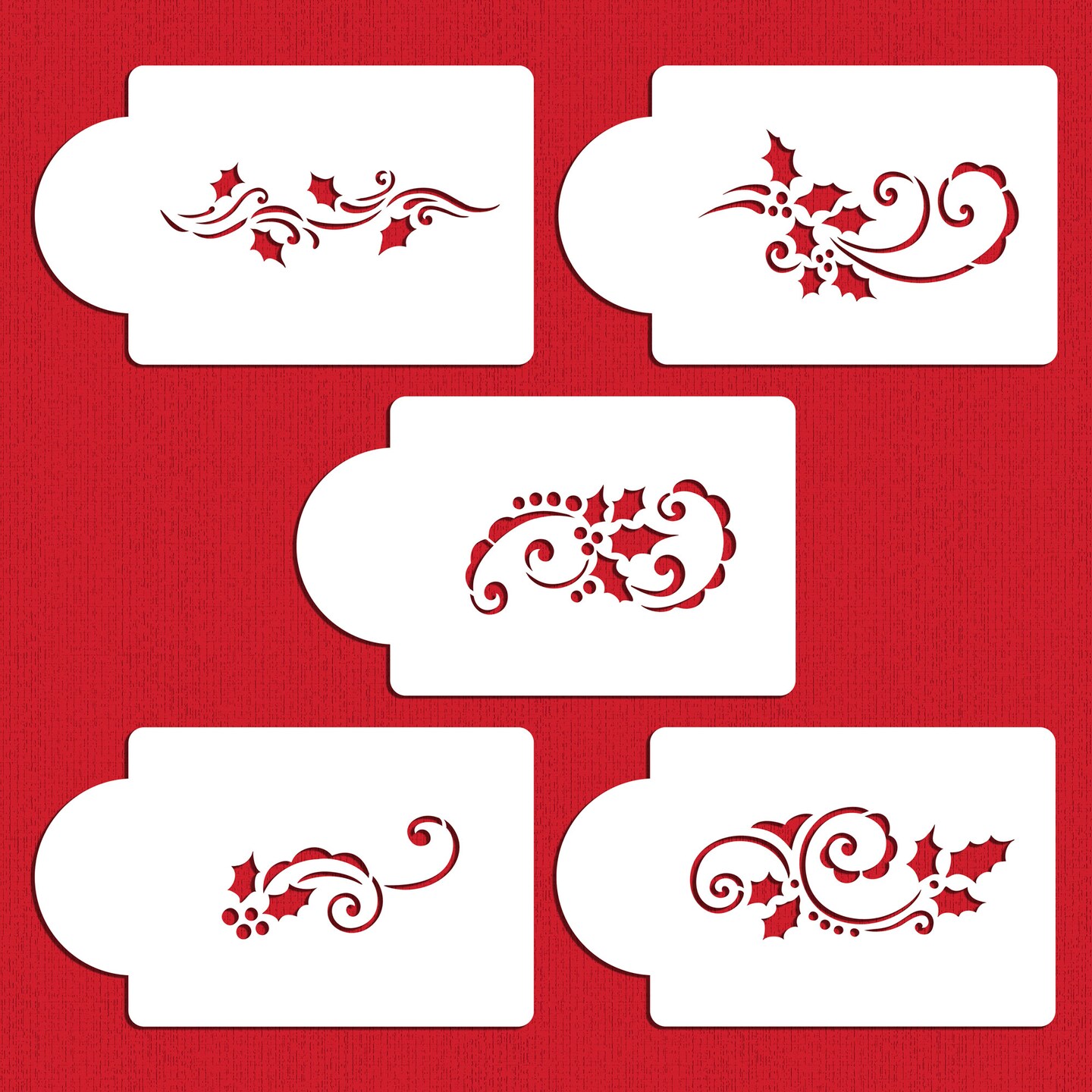 Holly and Berry Swirls Cake Stencil Set C717 by Designer Stencils