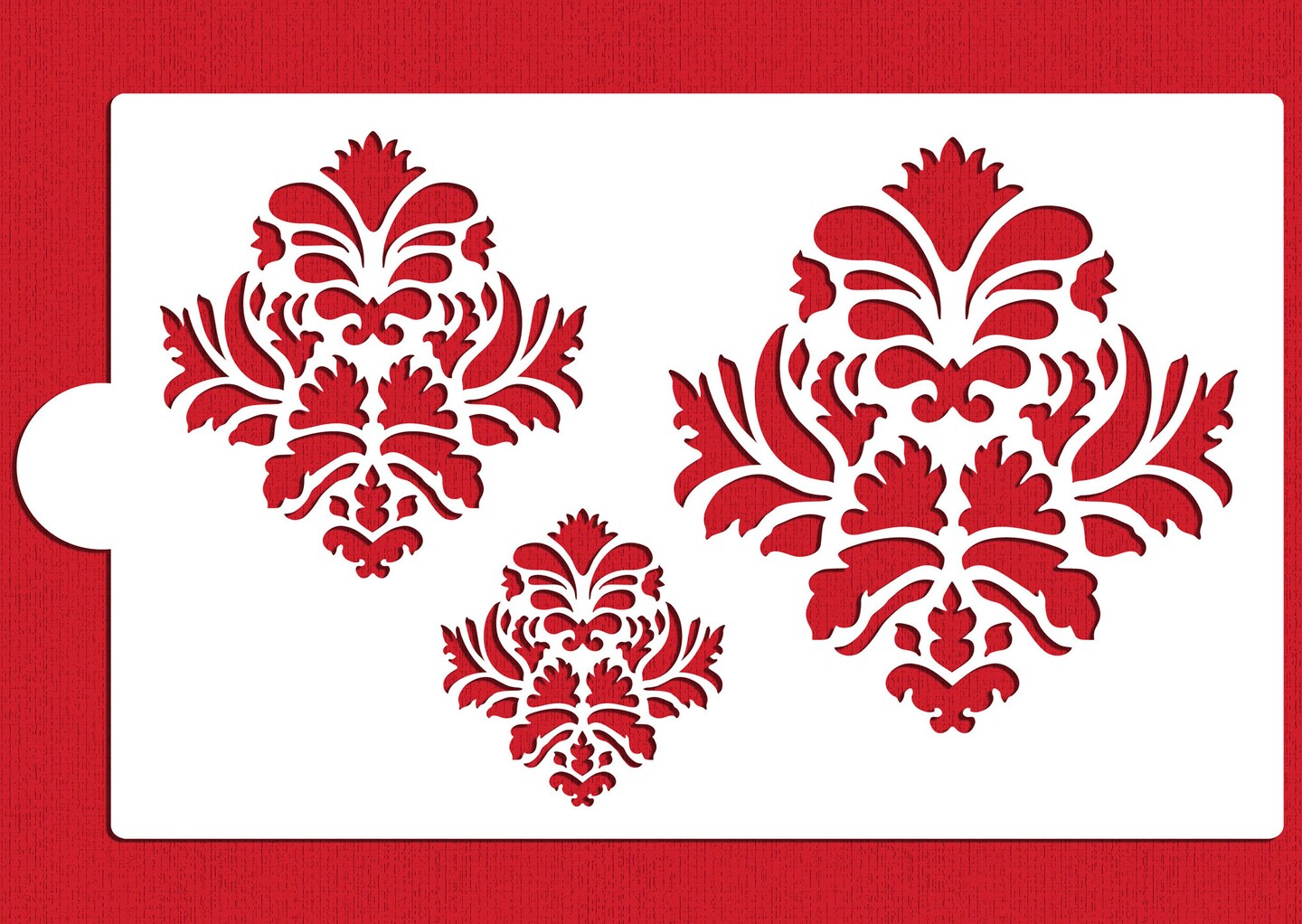Large Damask Icons Cake Stencil Set | C828 by Designer Stencils | Cake Decorating Tools | Baking Stencils for Royal Icing, Airbrush, Dusting Powder | Reusable Plastic Food Grade Stencil for Cakes | Easy to Use &#x26; Clean Cake Stencil