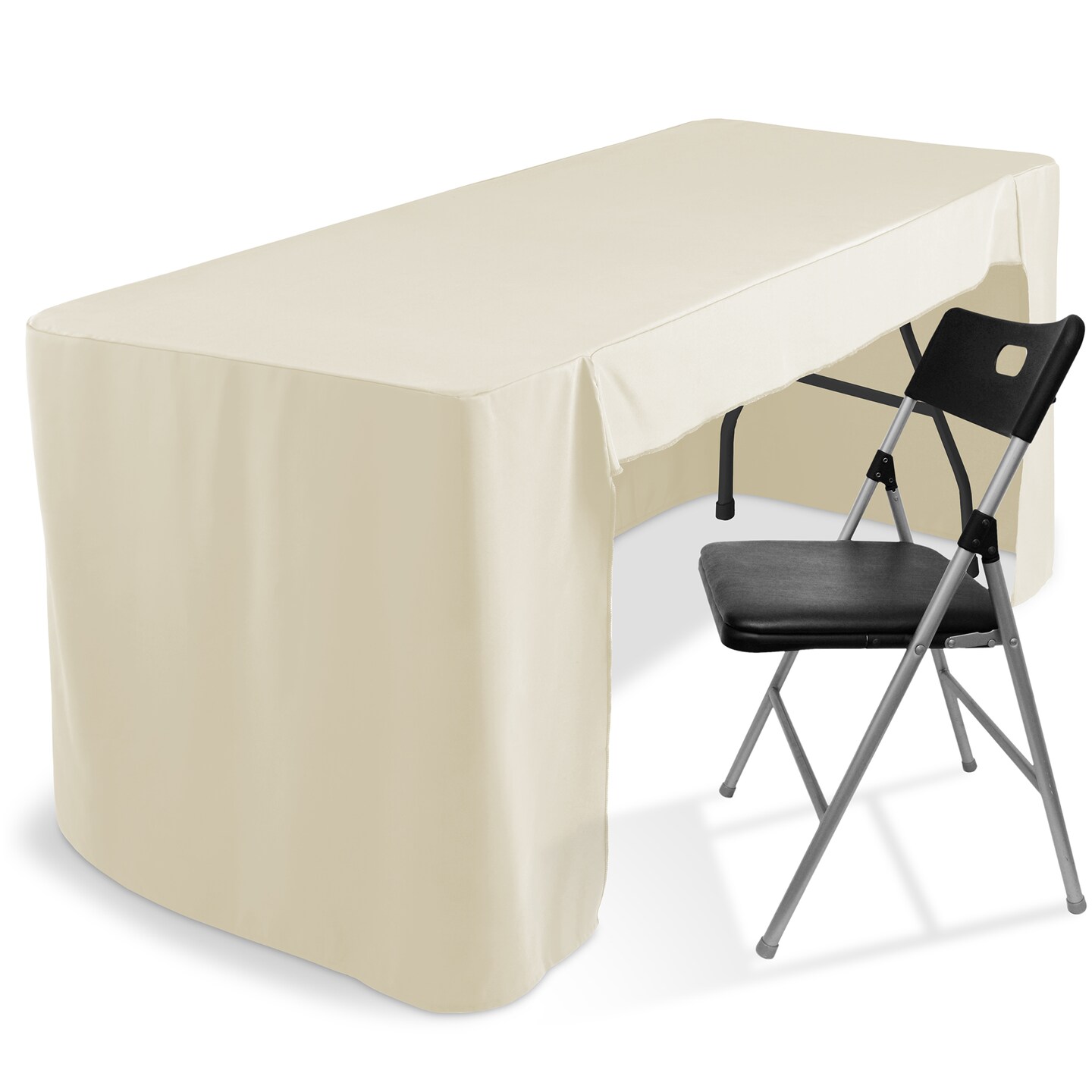 Lann&#x27;s Linens Premium 6&#x27; Trade Show Table Cover - Open Back Fitted Tablecloth