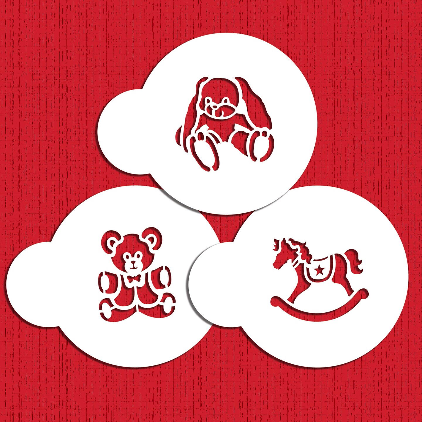 Baby Toys Round Cookie Stencil Sets | C796 by Designer Stencils | Cookie Stencils for Royal Icing, Airbrush, Dusting Powder |