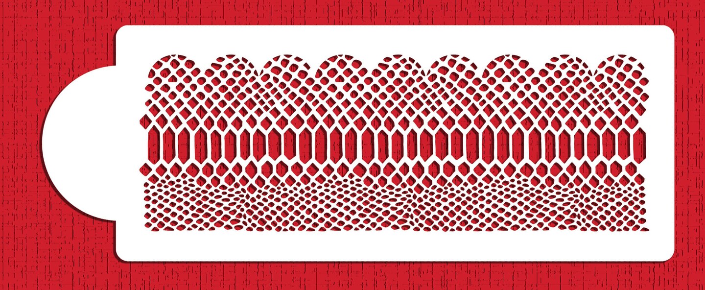 Kerry Vincent&#x27;s Scalloped Python Cake Stencil | C740 by Designer Stencils | Stencils for Royal Icing, Airbrush, Dusting Powder |